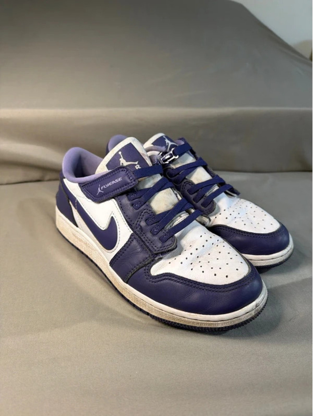 Vintage Air Jordan 1 Low OG Purple and White Sneakers - Size 6.5Y